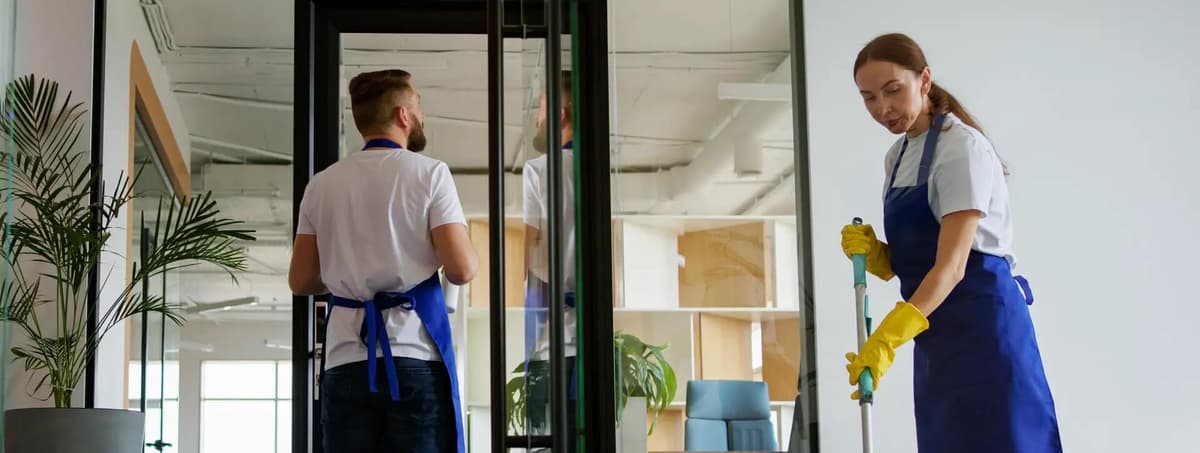 Commercial cleaning leads banner showcasing professional janitorial services